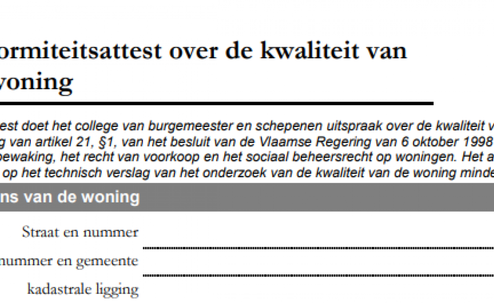 Conformiteitsattest in bepaalde gemeenten verplicht