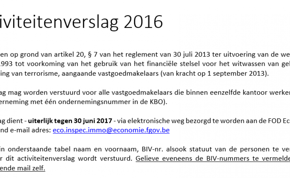 Jaarverslag Antiwitwas 2016: deadline 30 juni!