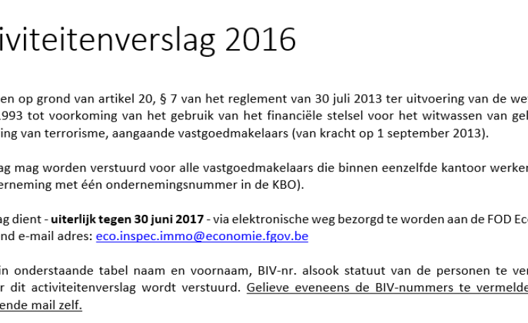 Jaarverslag Antiwitwas 2016: deadline 30 juni!