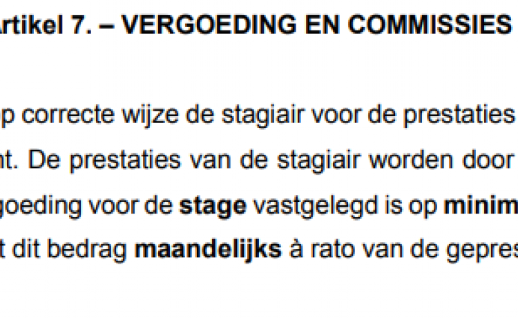 Vergoeding voor de stagiair