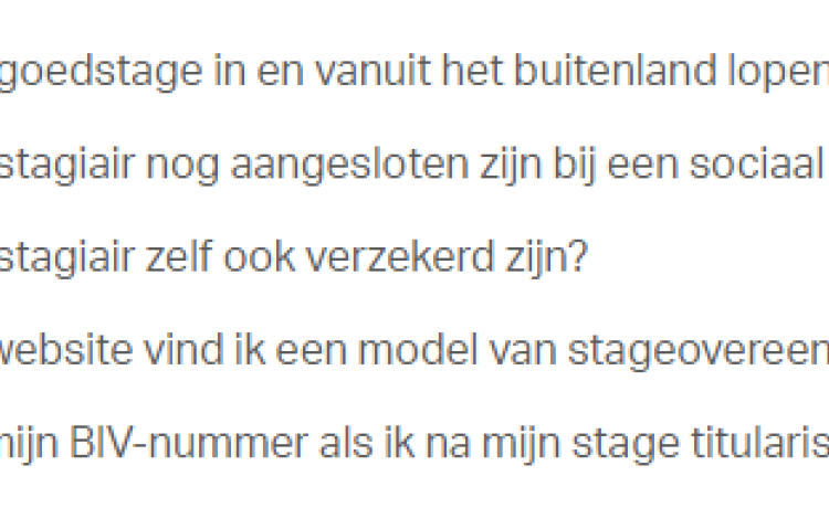 Vernieuwde FAQ stage op onze website