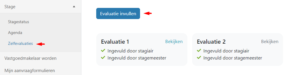 Screenshot zelfevaluaties